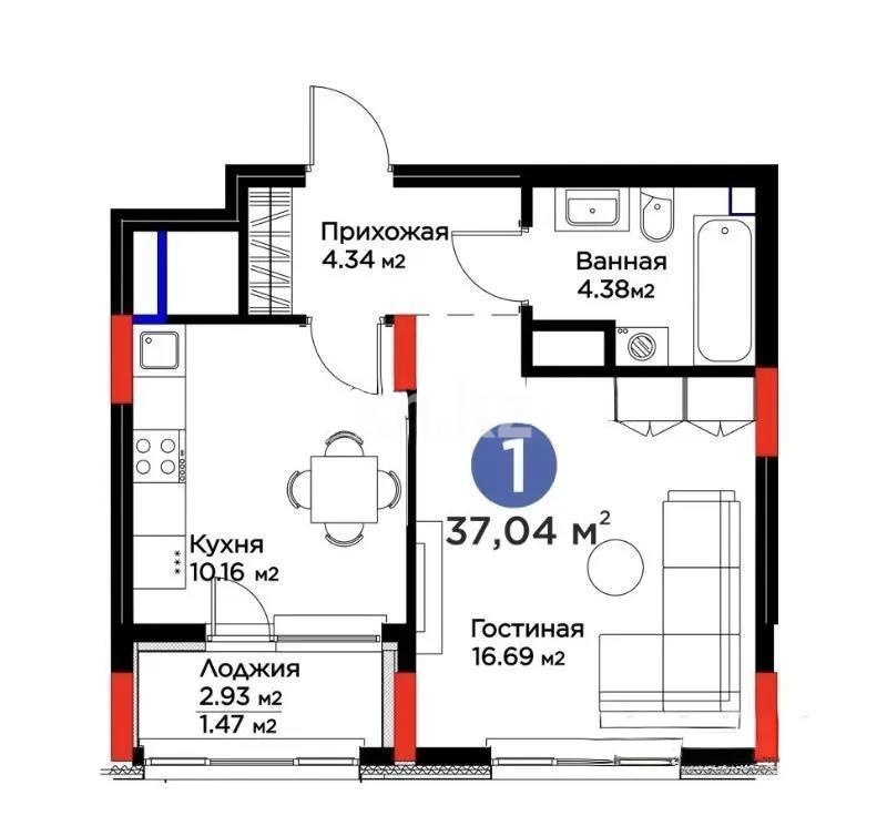 Продажа 1-комнатной квартиры, 37 м² в Астане - фото 4