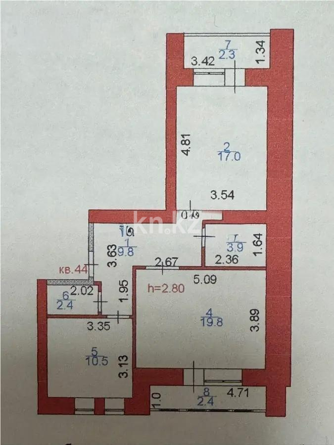 Продажа 2-комнатной квартиры, 68.1 м², пр. Улы Дала, дом  62 в Астане - фото 7