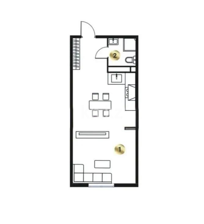 Продажа 1-комнатной квартиры, 45.2 м², ул. Сыбызгы, дом  100 стр в Алматы