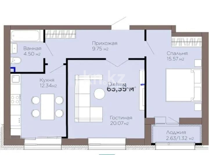Продажа 2-комнатной квартиры, 64 м² в Астане