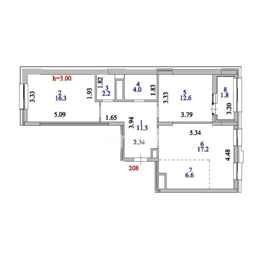 Продажа 3-комнатной квартиры, 72 м², ул. Нажимеденова, дом  54/1 в Астане