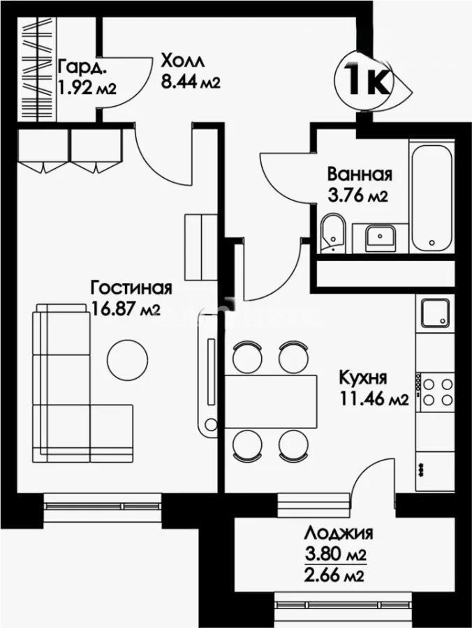 Продажа 1-комнатной квартиры, 45.11 м², ул. Нажимеденова, дом  29 стр в Астане - фото 3