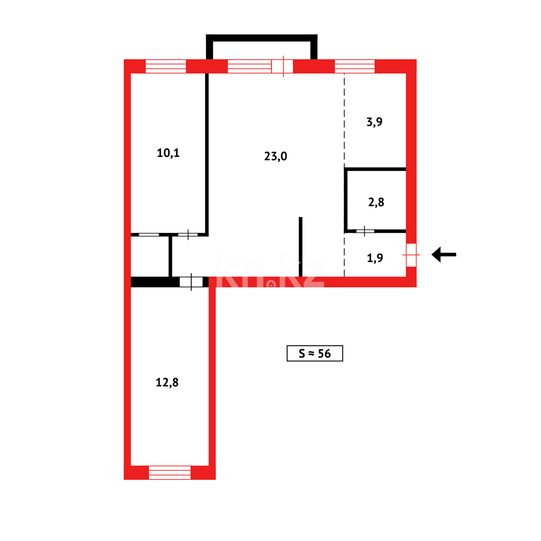 Продажа 3-комнатной квартиры, 54 м², ул. Терешковой в Караганде - фото 15
