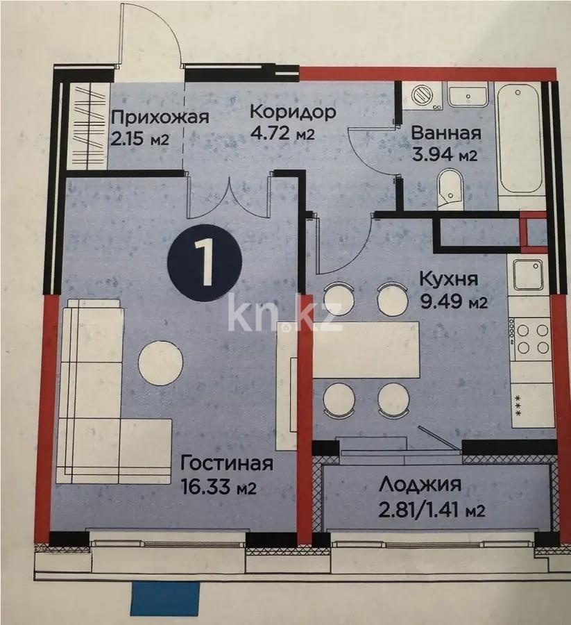 Продажа 1-комнатной квартиры, 38 м² в Астане