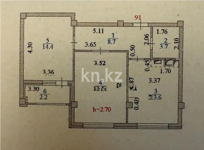 Продажа 2-комнатной квартиры, 60 м² в Астане