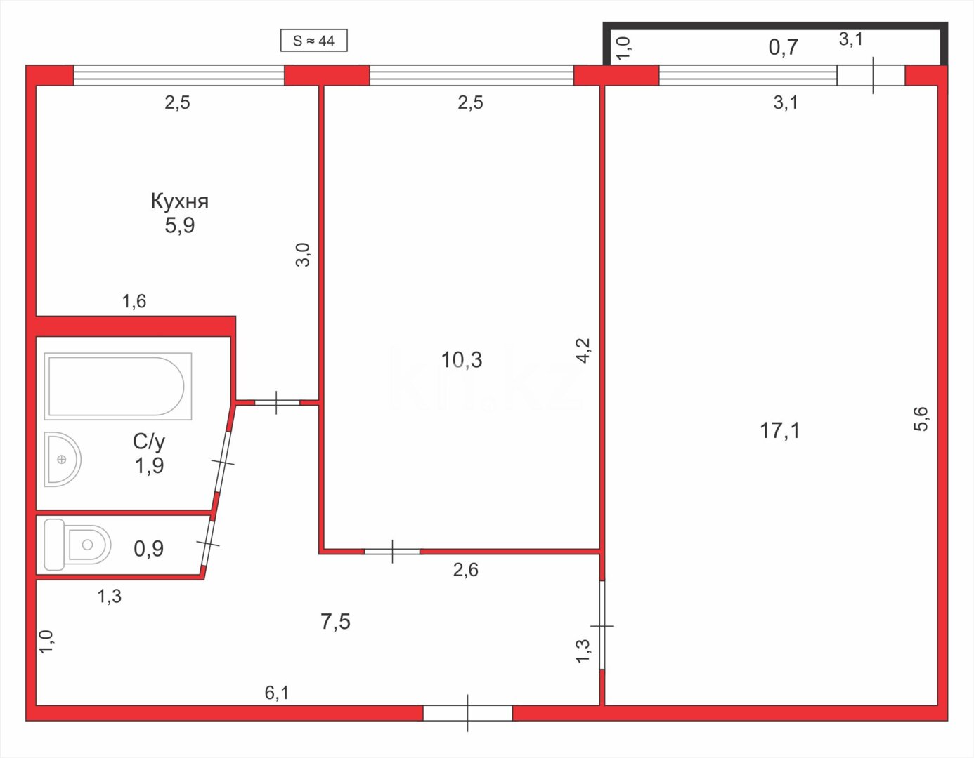 Продажа 2-комнатной квартиры, 44 м² в Караганде - фото 12