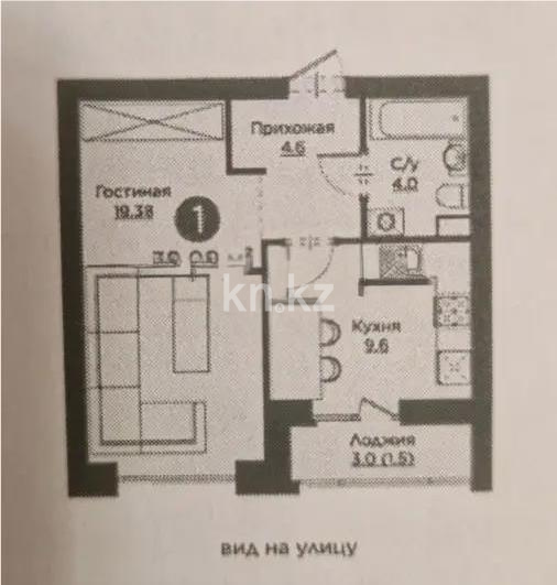 Продажа 1-комнатной квартиры, 39.08 м², ул. Айнакол, дом  62/1 в Астане