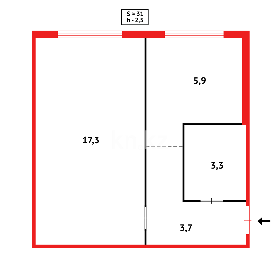 Продажа 1-комнатной квартиры, 30 м², пр. Республики, дом  20 в Караганде - фото 10
