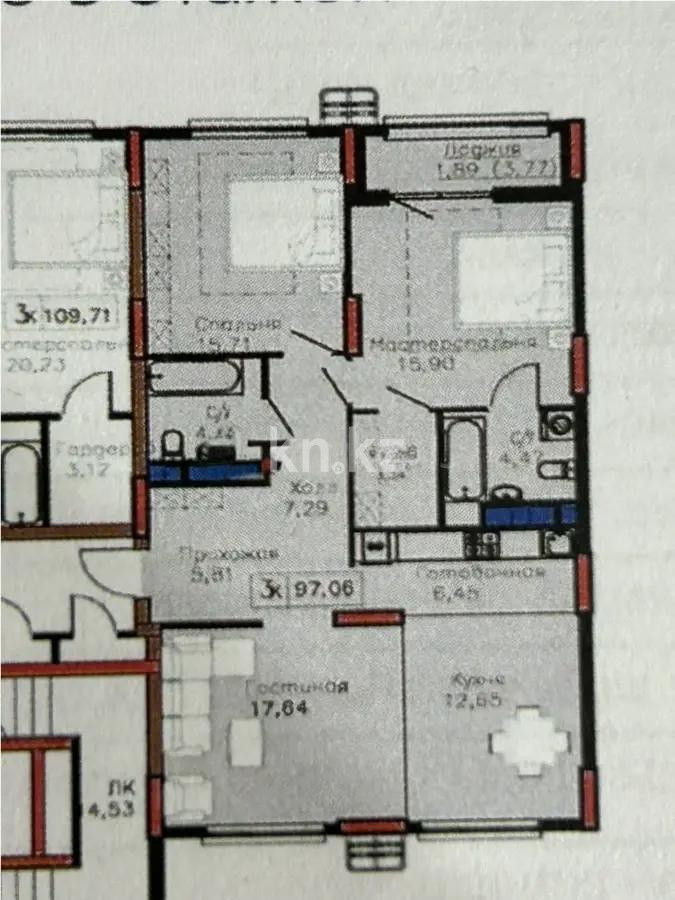 Продажа 3-комнатной квартиры, 98 м², пр. Мангилик Ел, дом  63/1 в Астане