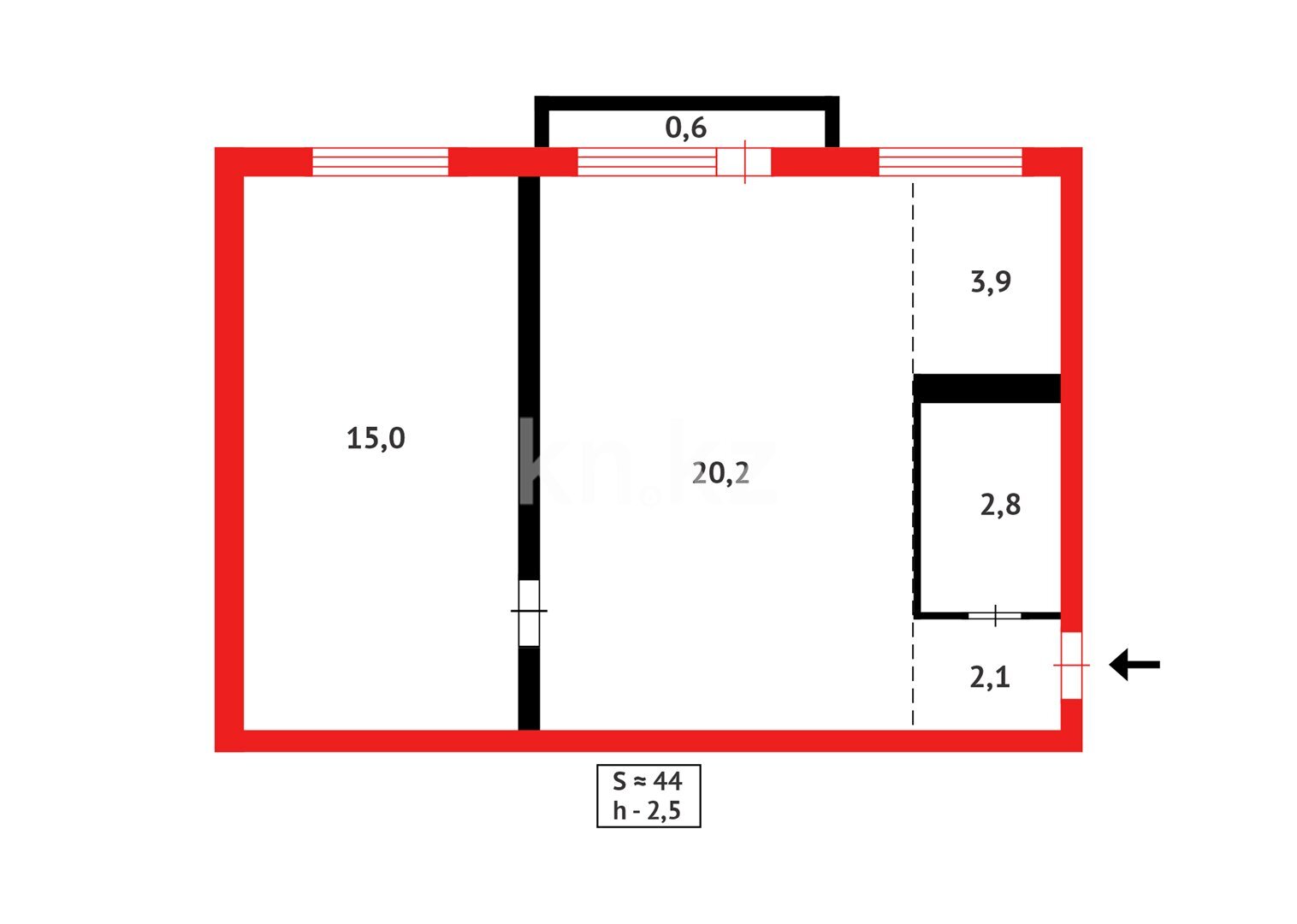 Продажа 2-комнатной квартиры, 43 м² в Караганде - фото 12