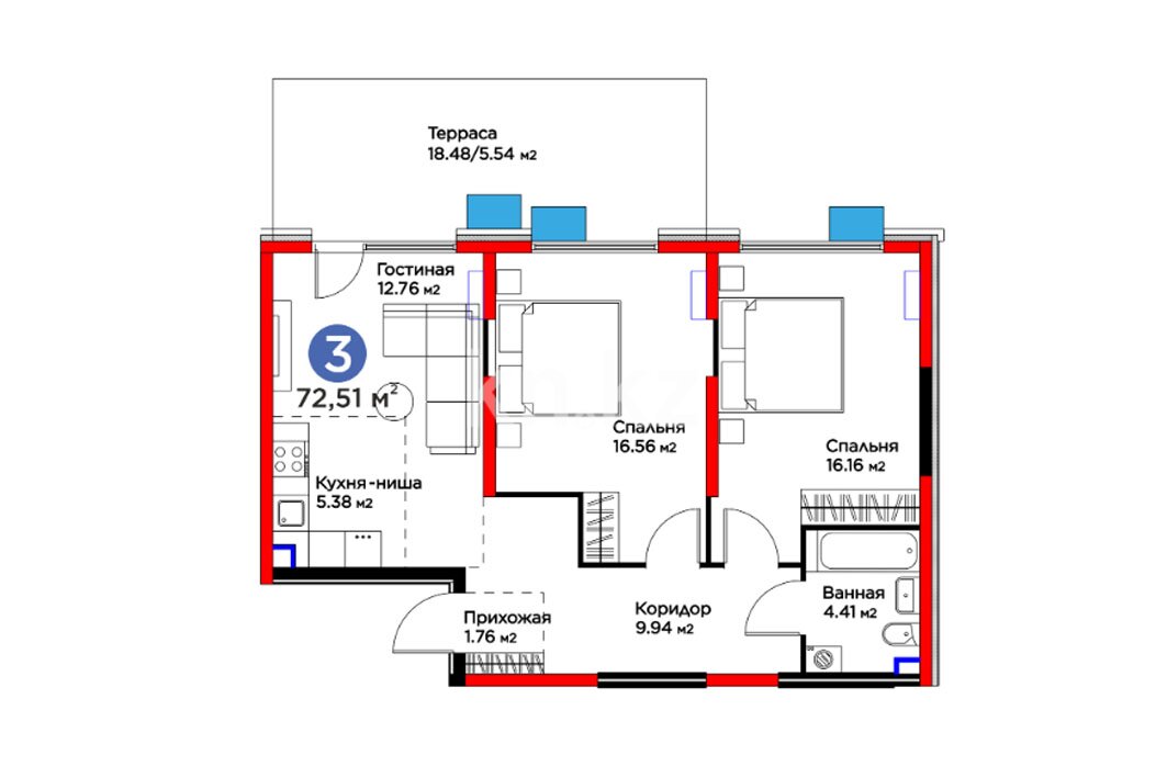 ЖК Dream City. Eco, 3-комнатная, цена 50 757 000 ₸, 700 000 ₸&nbsp;/&nbsp;м²