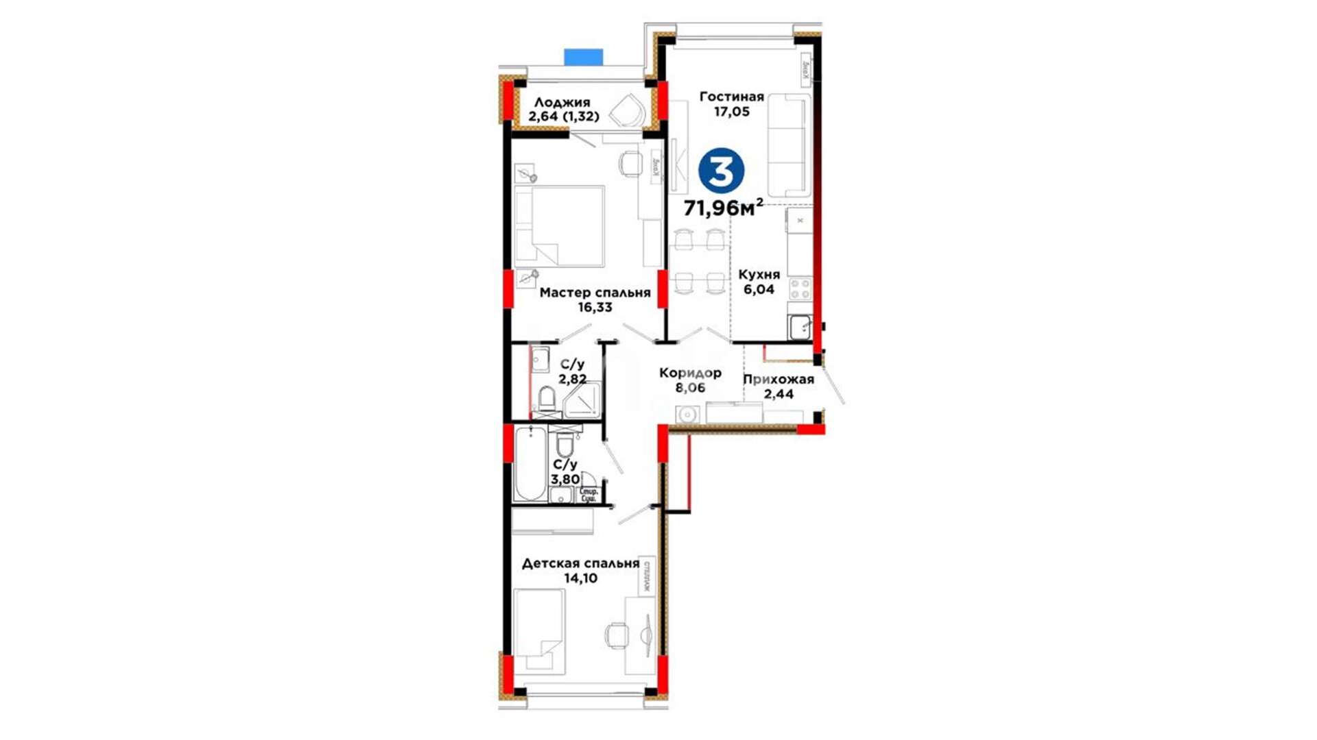 ЖК Arna Urpaq, 3-комнатная, цена 40 736 556 ₸, 566 100 ₸&nbsp;/&nbsp;м²