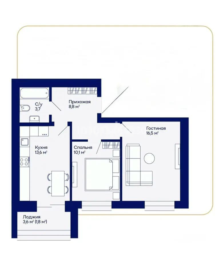 Продажа 2-комнатной квартиры, 55 м² в Караганде - фото 2