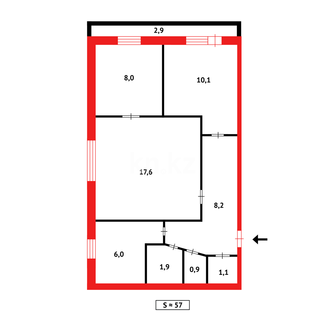 Продажа 3-комнатной квартиры, 56 м², мкр-н 6-й в Темиртау - фото 12