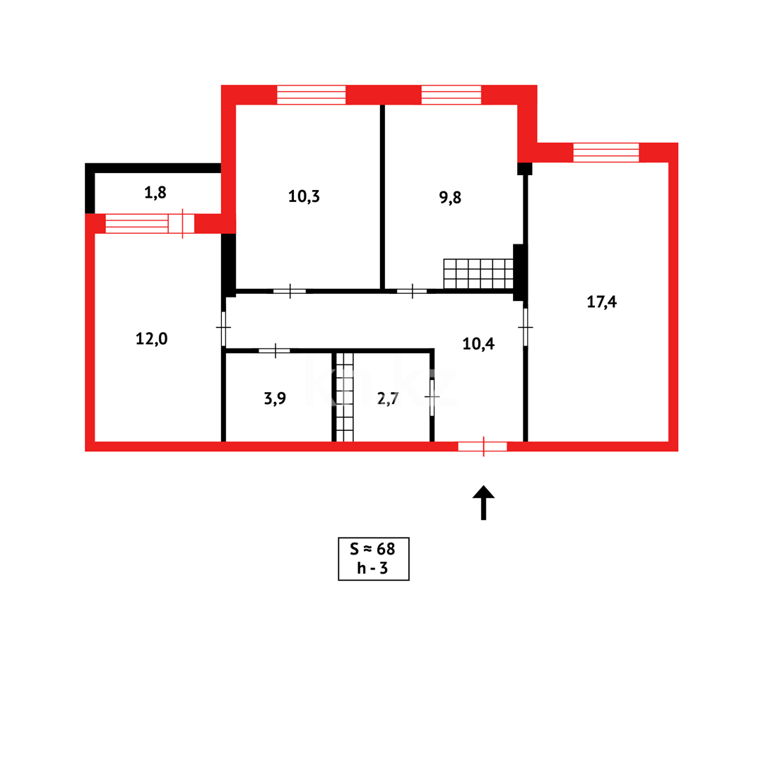 Продажа 3-комнатной квартиры, 68 м², ул. Дюсембекова в Караганде - фото 52