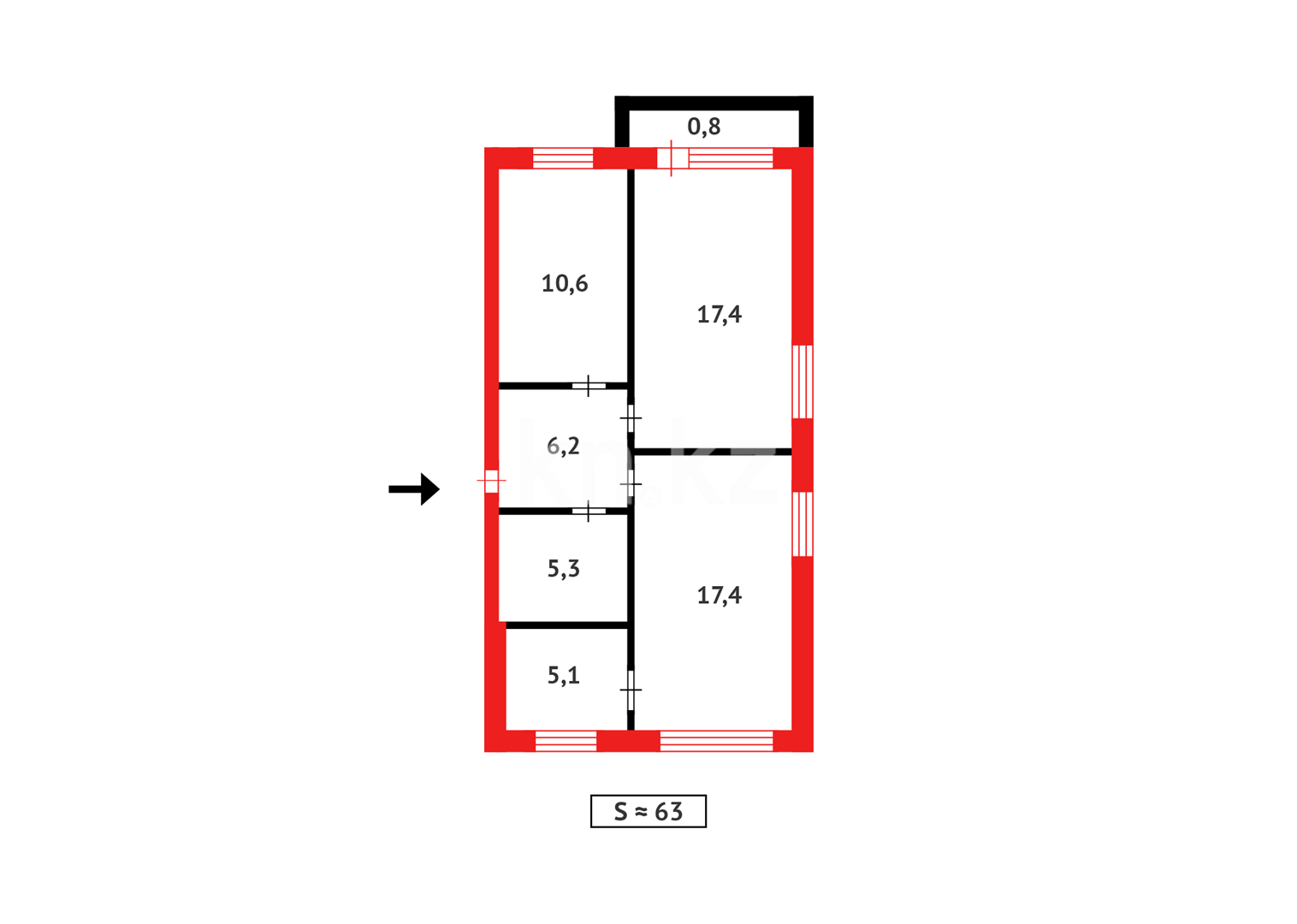 Продажа 3-комнатной квартиры, 62 м², пр. Металлургов в Темиртау - фото 18