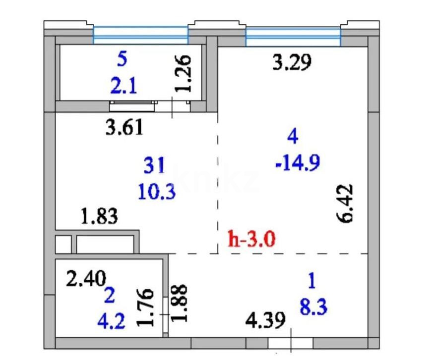 Продажа 1-комнатной квартиры, 39.8 м² в Астане