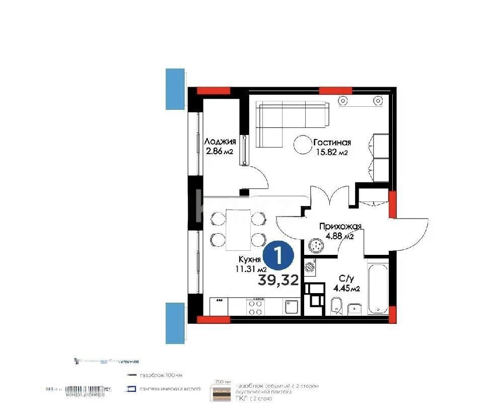 Продажа 1-комнатной квартиры, 40 м², пр. Туран, дом  43/1 в Астане - фото 5