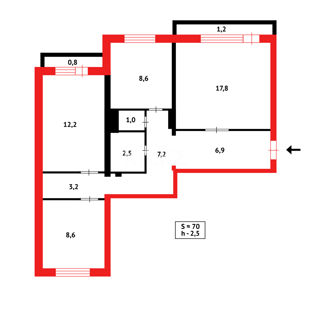 Продажа 3-комнатной квартиры, 67 м², мкр. Голубые Пруды в Караганде - фото 20