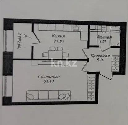 Продажа 1-комнатной квартиры, 45.32 м² в Астане