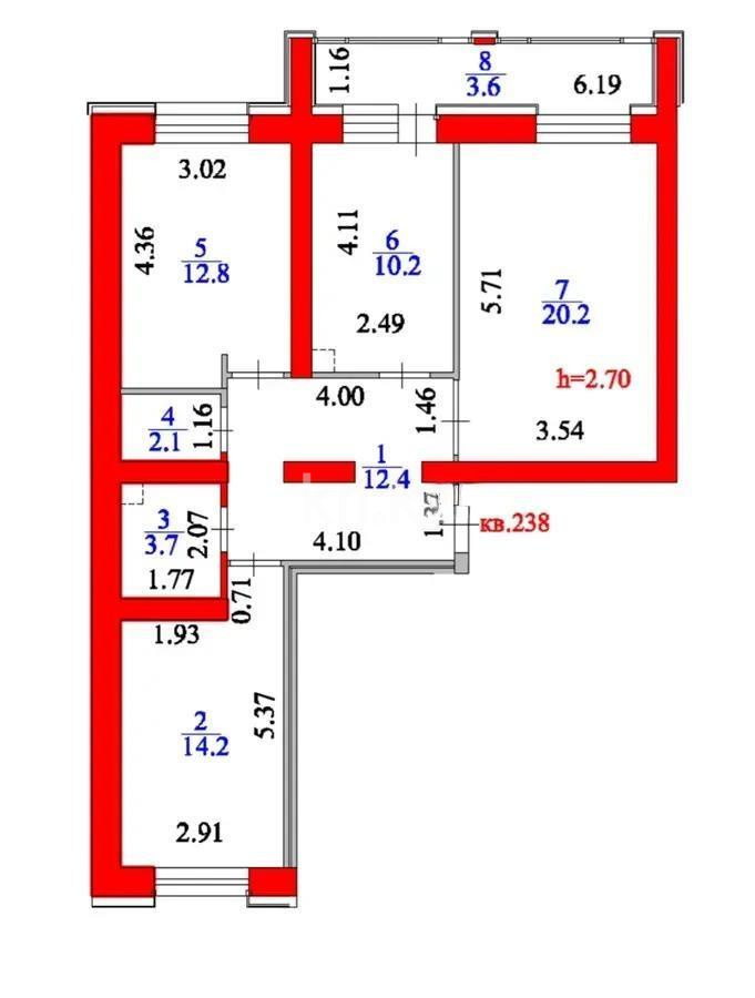 Продажа 3-комнатной квартиры, 79.2 м², ул. Култегин, дом  2 в Астане - фото 6