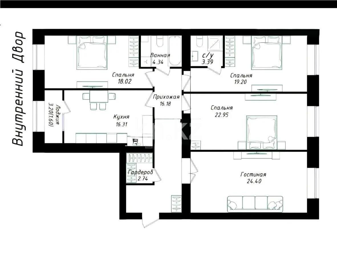 Продажа 4-комнатной квартиры, 130 м² в Астане