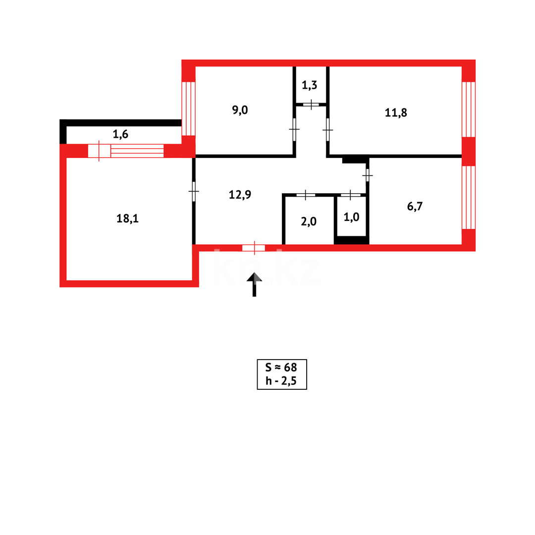 Продажа 3-комнатной квартиры, 68 м² в Караганде - фото 6