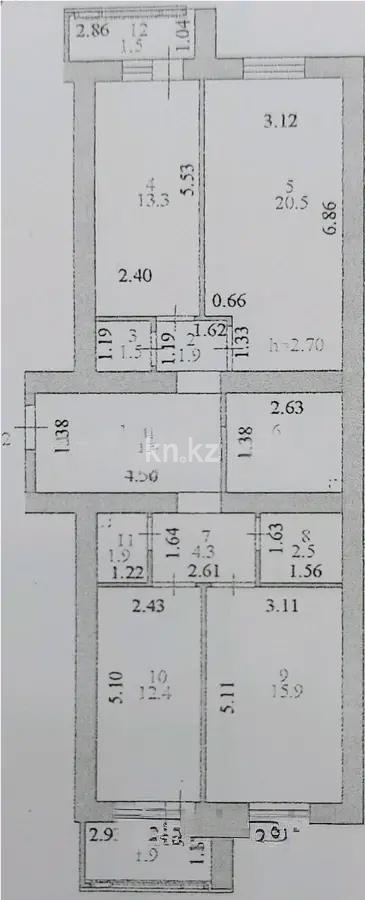 Продажа 3-комнатной квартиры, 96.3 м² в Астане