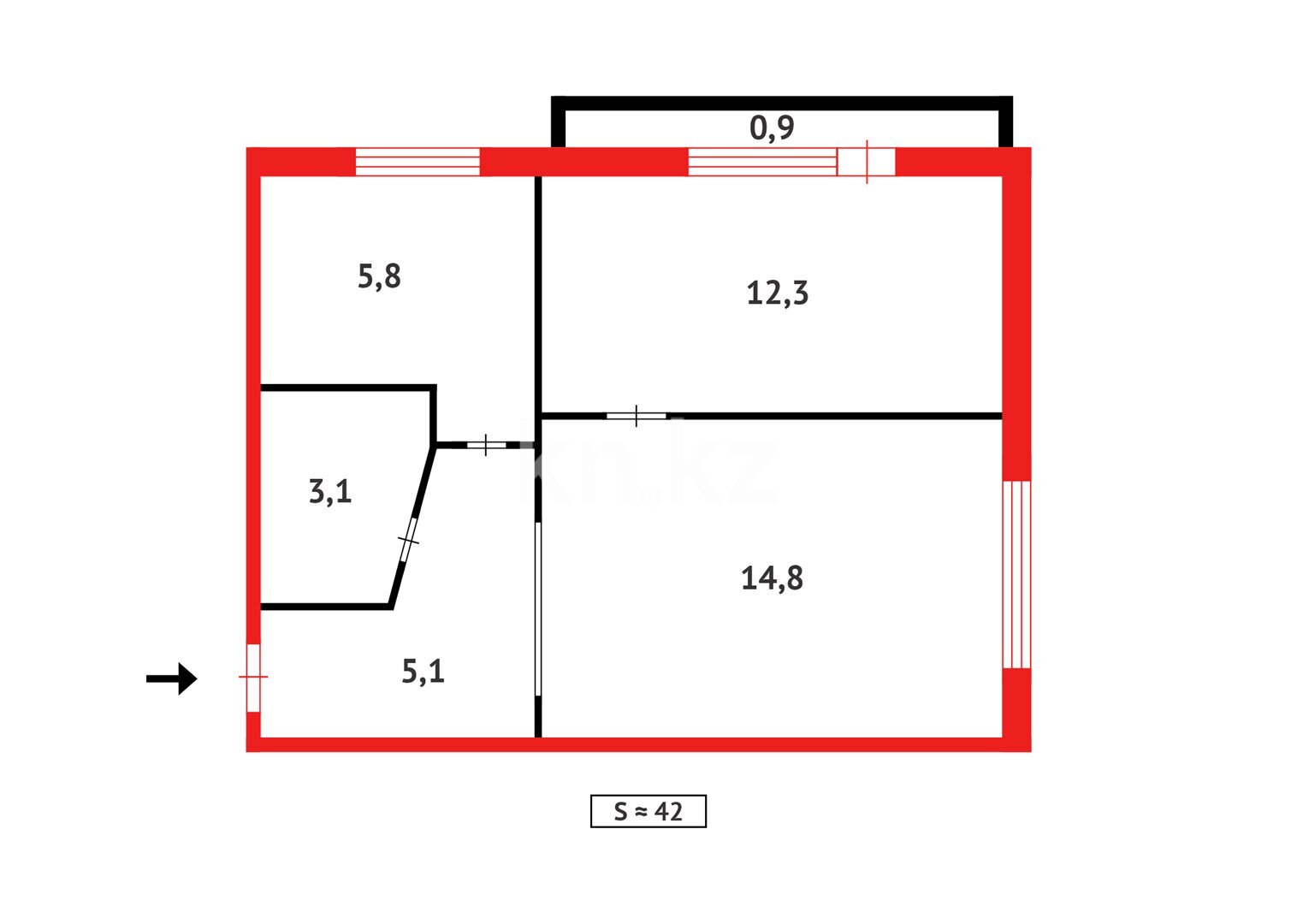 Продажа 2-комнатной квартиры, 42 м² в Караганде - фото 10