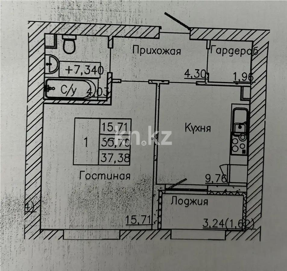 Продажа 1-комнатной квартиры, 38 м² в Астане