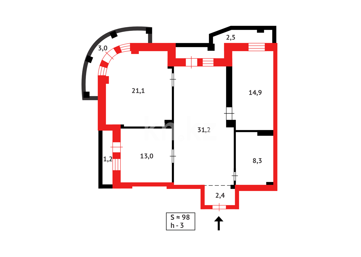 Продажа 3-комнатной квартиры, 98 м², ул. Байтурсынова в Астане - фото 26