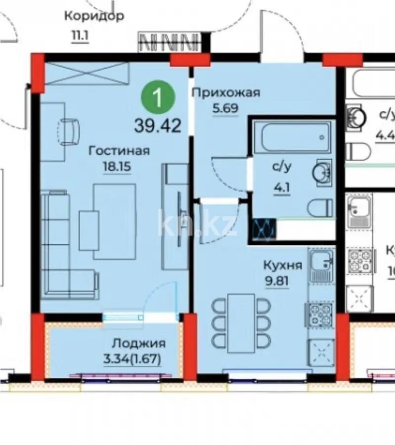 Продажа 1-комнатной квартиры, 40 м² в Астане