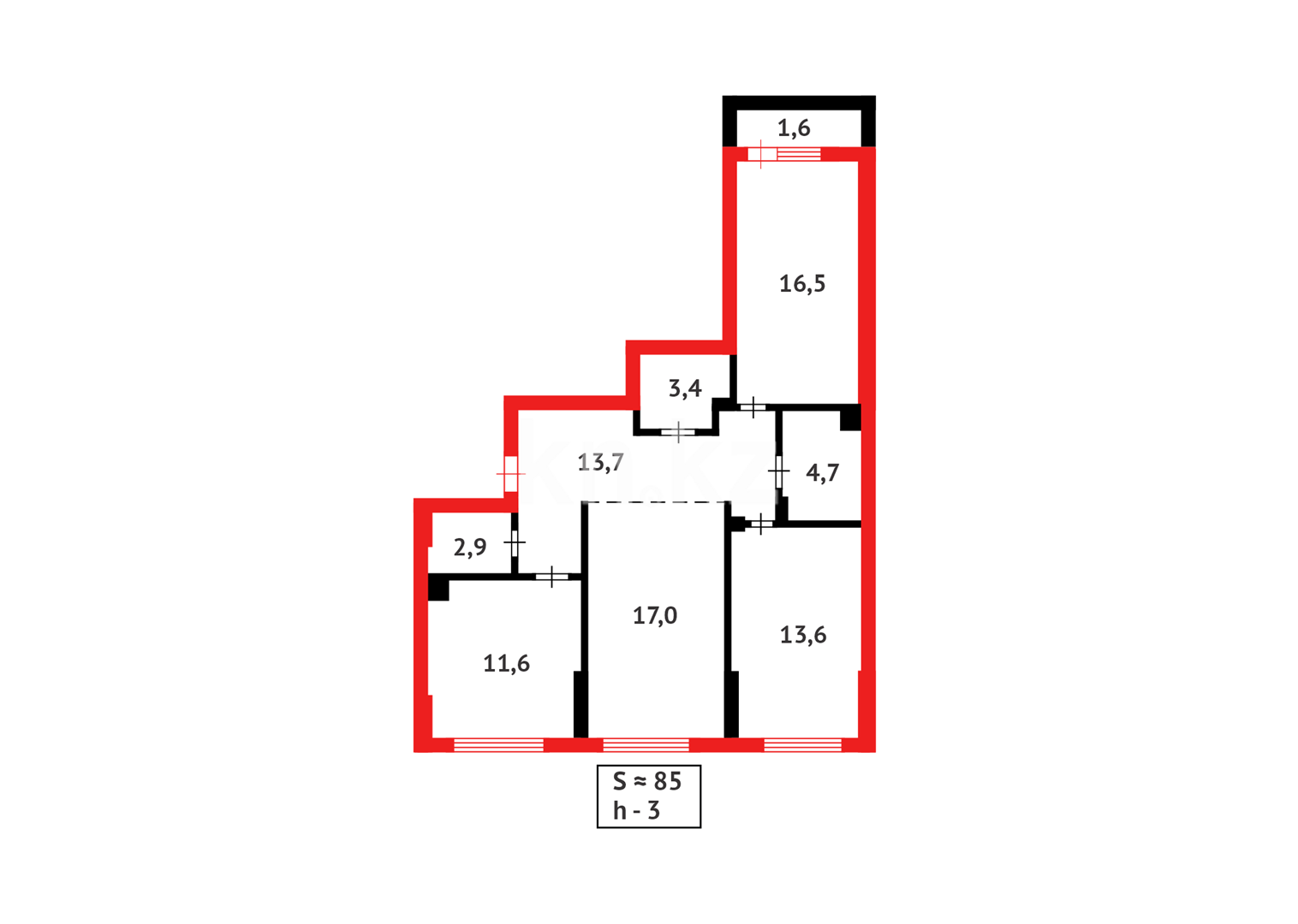 Продажа 3-комнатной квартиры, 85 м² в Астане - фото 12