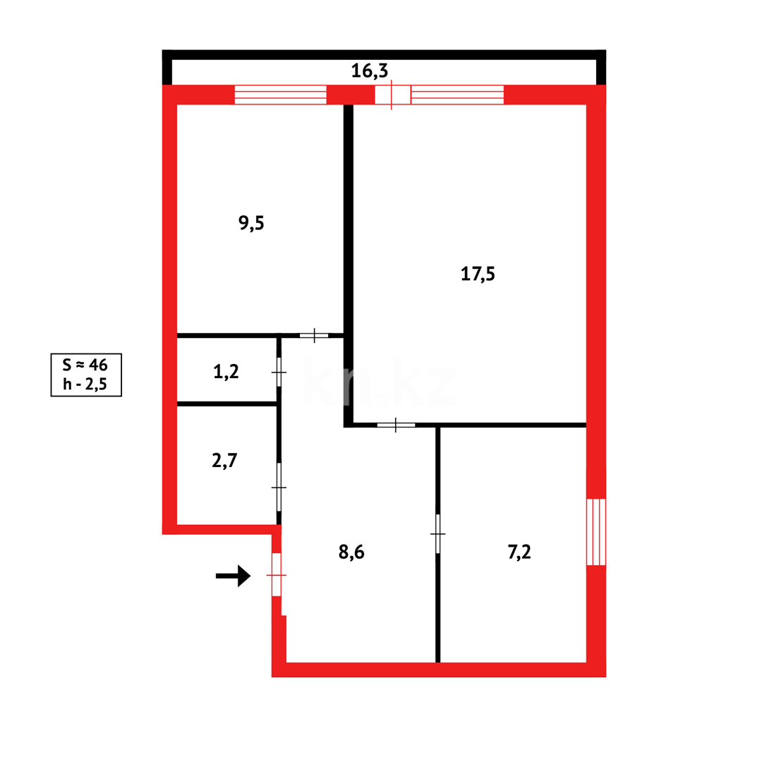 Продажа 2-комнатной квартиры, 47 м² в Караганде - фото 2