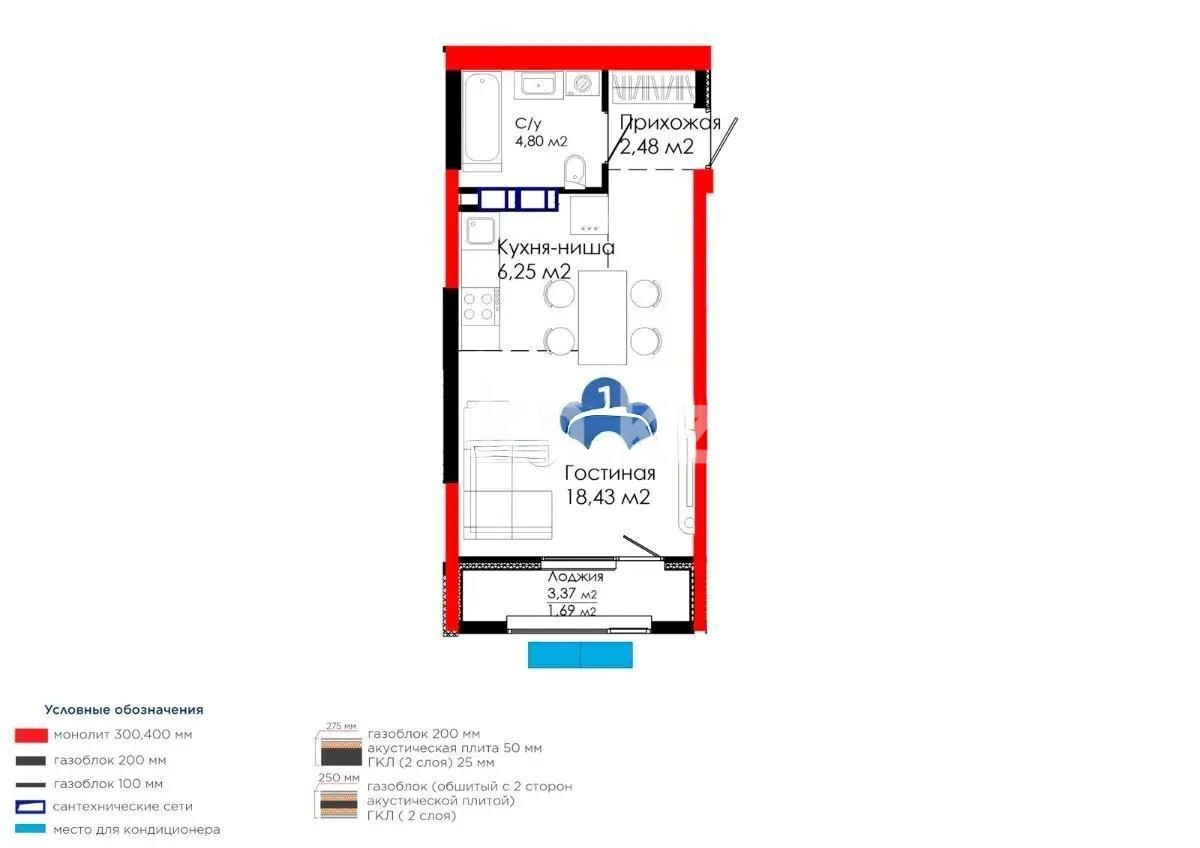 Продажа 1-комнатной квартиры, 33.65 м² в Алматы
