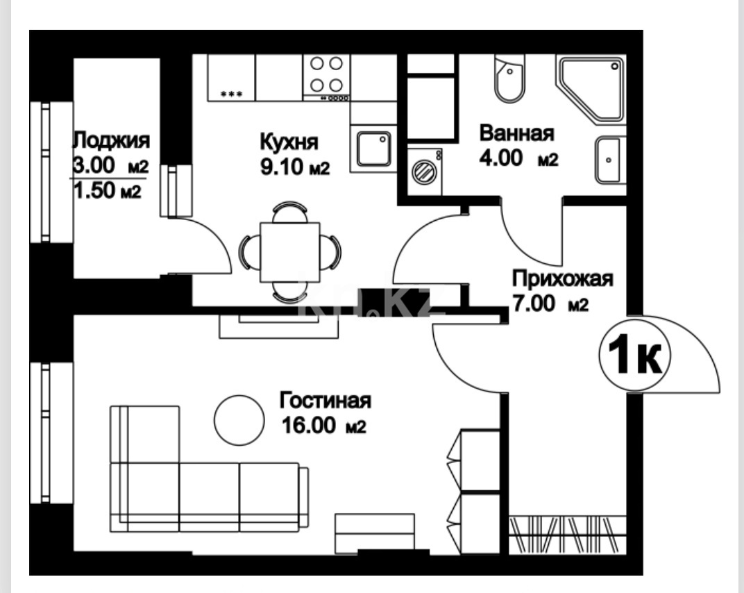 Продажа 1-комнатной квартиры, 40 м², ул. Шаймерденова, дом  4/3 - ул. Нажимеденова в Астане - фото 2