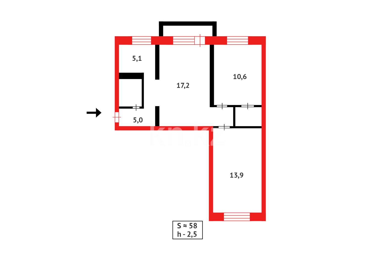 Продажа 3-комнатной квартиры, 58 м² в Абае - фото 7