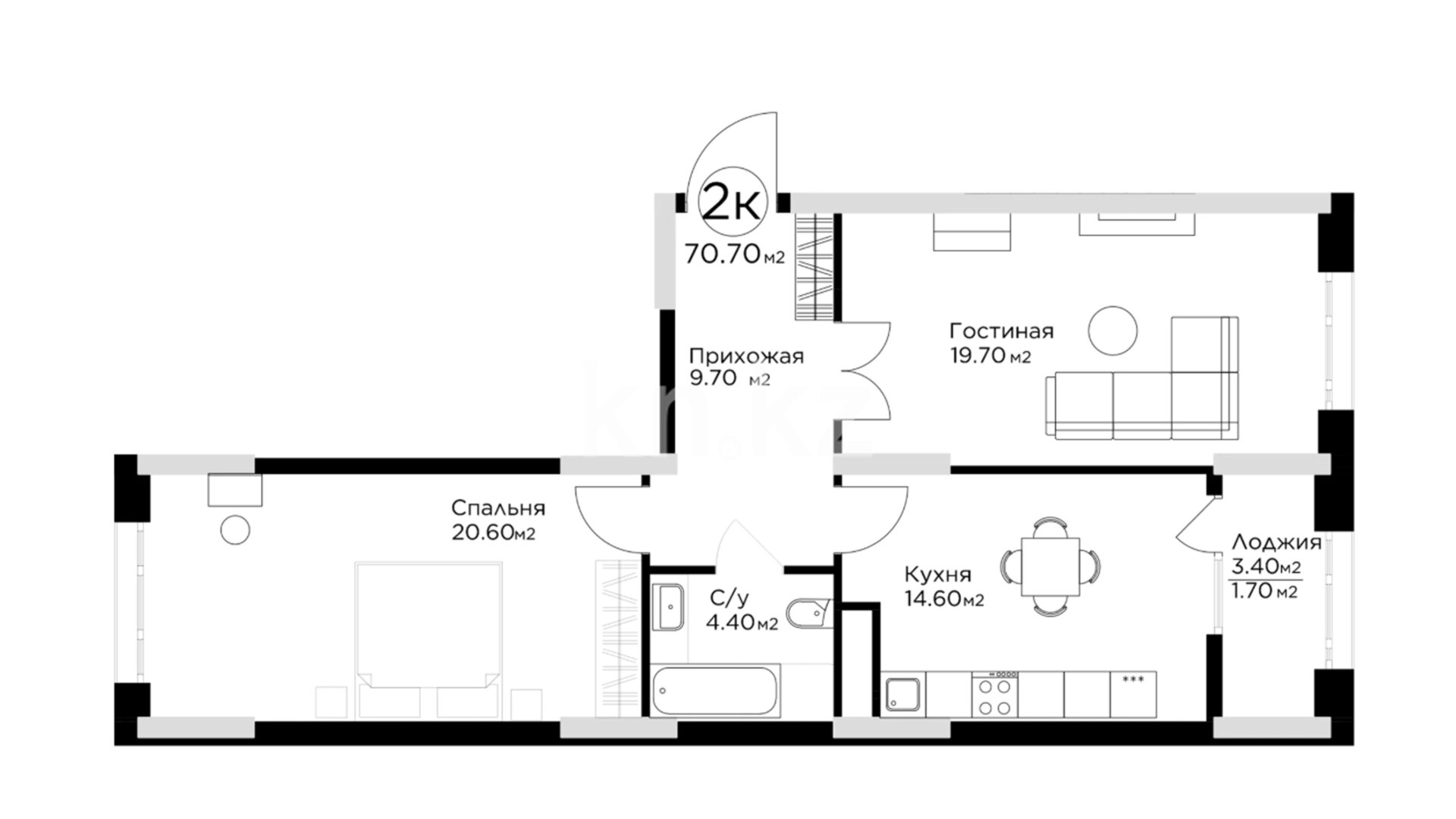 ЖК Respublika, 2-комнатная, цена 46 519 300 ₸, 647 000 ₸&nbsp;/&nbsp;м²