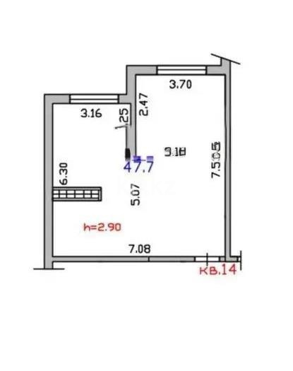 Продажа 1-комнатной квартиры, 47.7 м² в Алматы