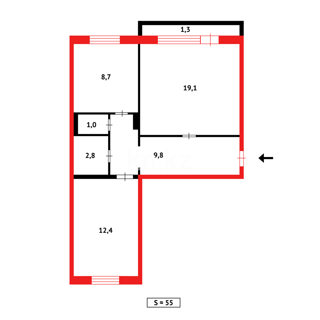 Продажа 2-комнатной квартиры, 54 м² в Караганде - фото 15