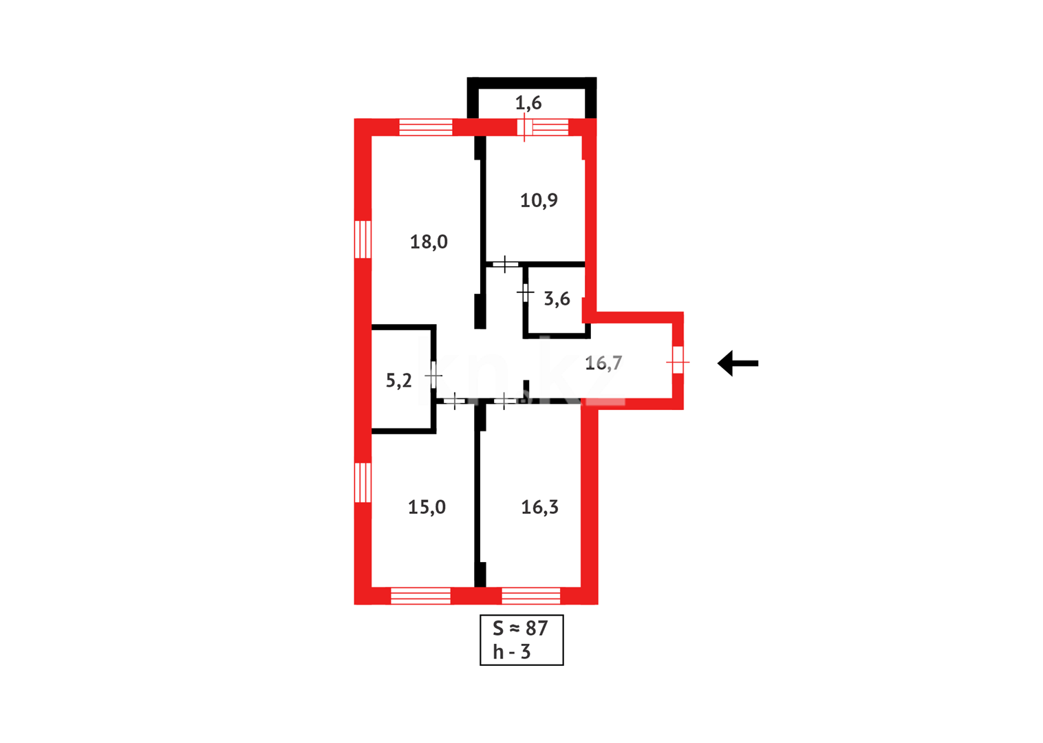 Продажа 3-комнатной квартиры, 87 м², пр. Республики, дом  23/2 в Караганде - фото 20
