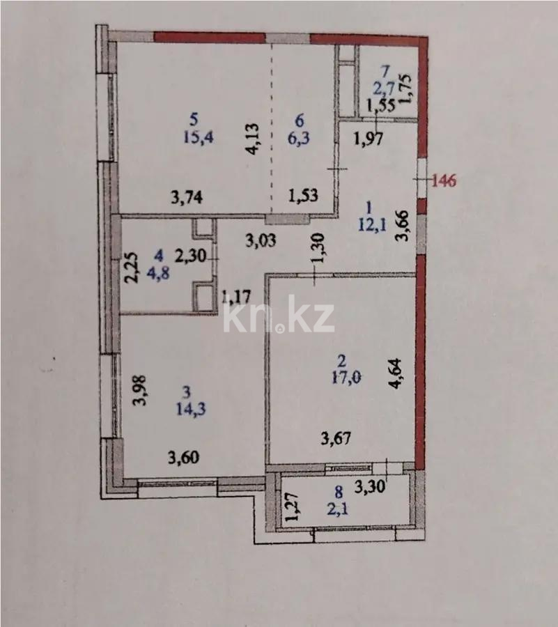 Продажа 3-комнатной квартиры, 75 м², пр. Улы Дала, дом  27 в Астане