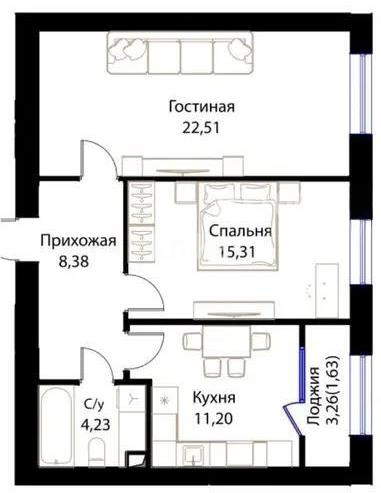Продажа 2-комнатной квартиры, 63.26 м², ул. Жошы хана, дом  12/3 в Астане