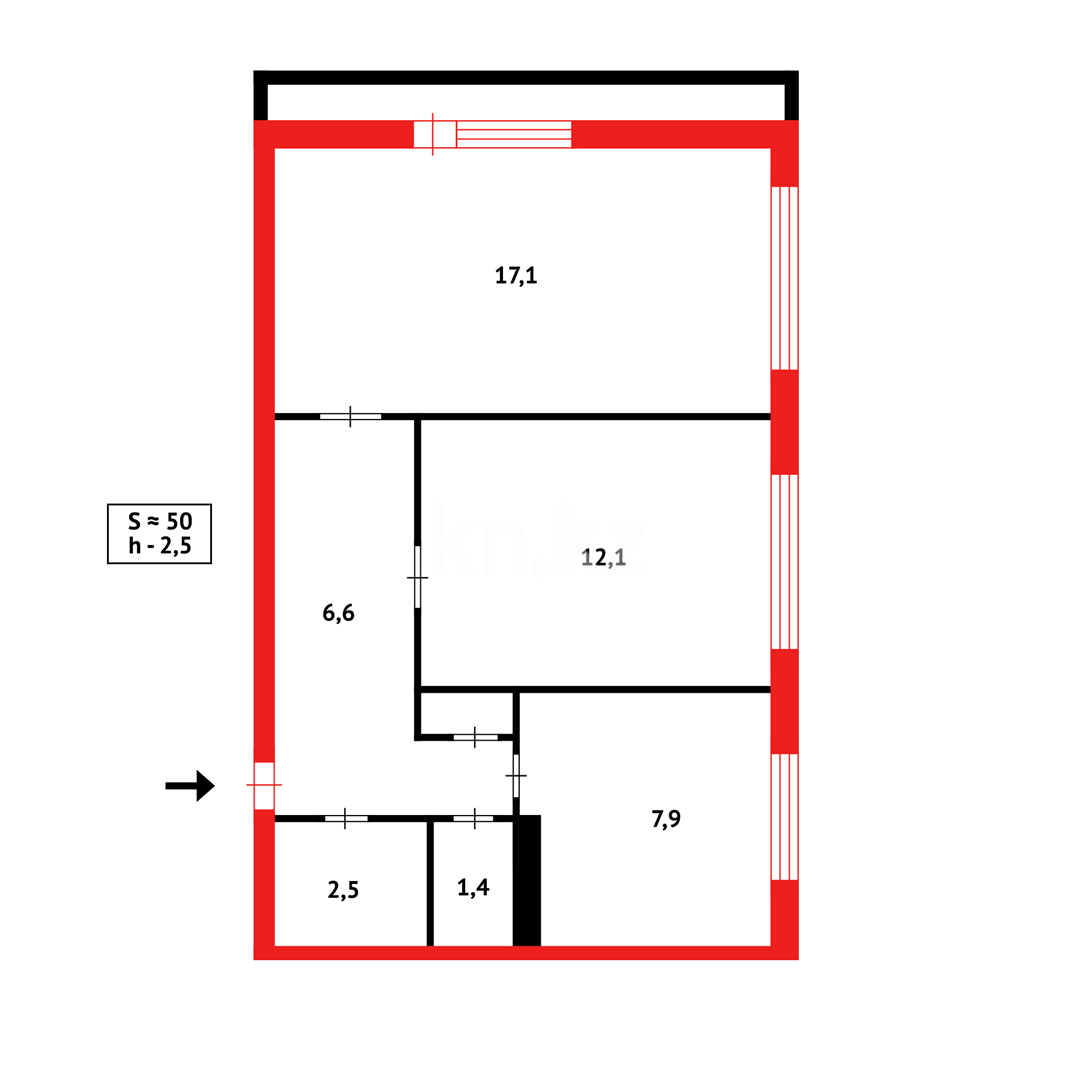 Продажа 2-комнатной квартиры, 49 м² в Темиртау - фото 14