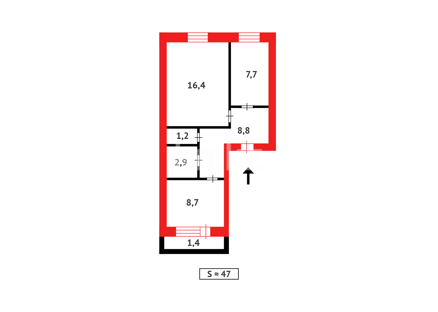 Продажа 2-комнатной квартиры, 47 м² в Караганде - фото 13