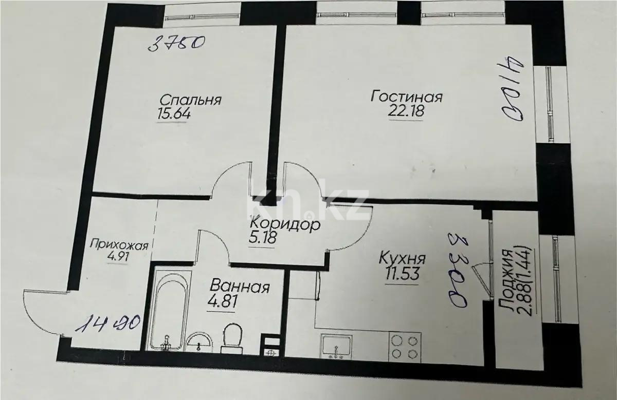 Продажа 2-комнатной квартиры, 65.9 м², пр. Сейфуллина, дом  467г в Алматы