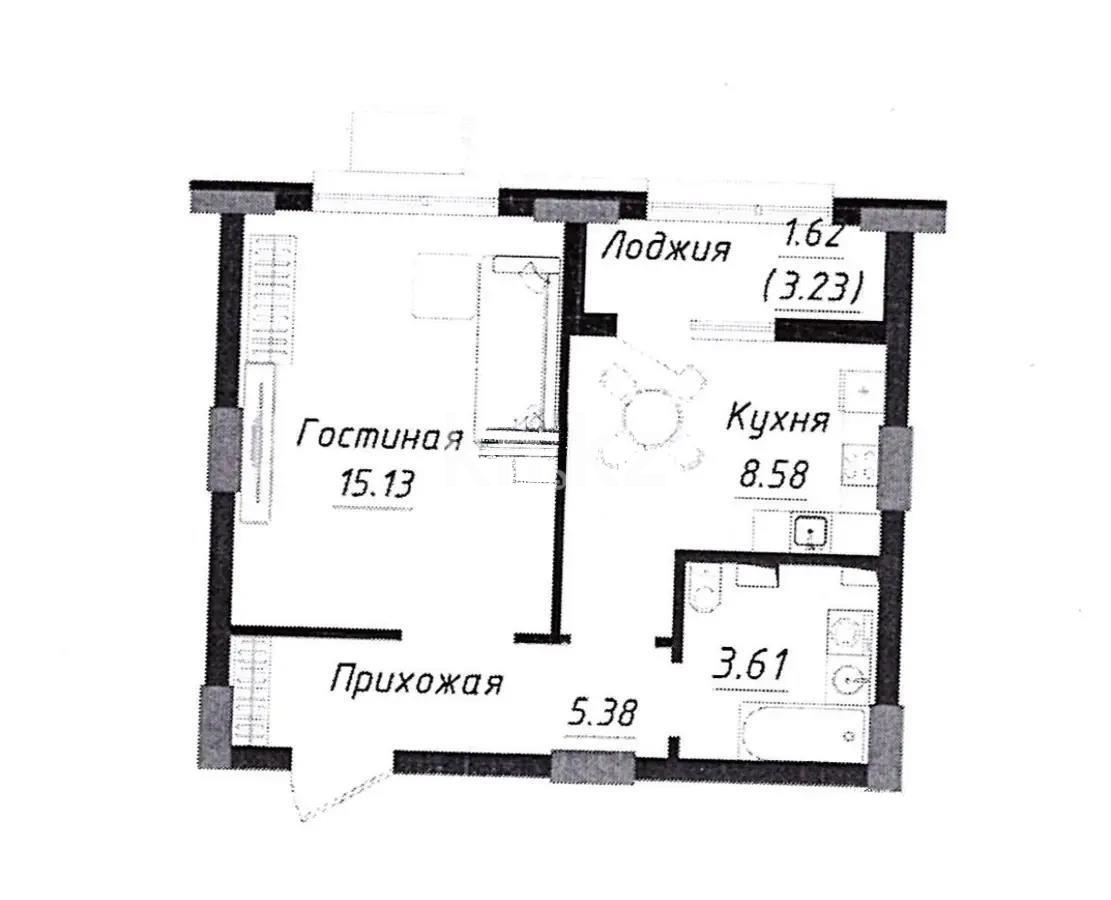 Продажа 1-комнатной квартиры, 34.32 м² в Астане