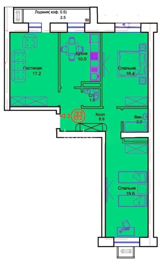 Продажа 3-комнатной квартиры, 78.9 м², пр. Тауелсыздык, дом  34/8 стр в Астане - фото 3