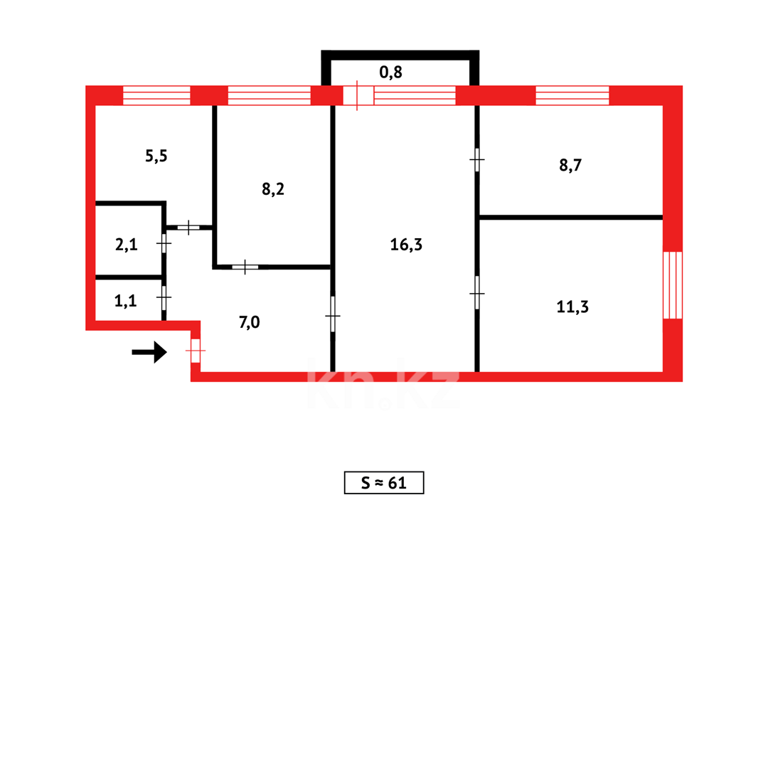 Продажа 4-комнатной квартиры, 60 м², мкр-н 21, дом  10 в Караганде - фото 11