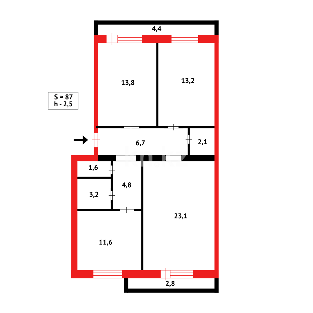 Продажа 3-комнатной квартиры, 87 м², 68 квартал в Темиртау - фото 16